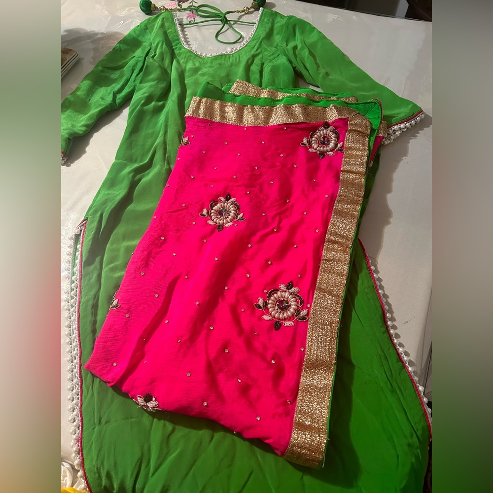 Pure silk beaded kameez with pajami
